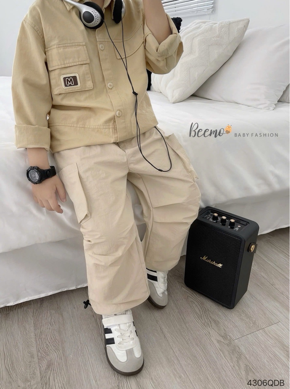 4666QDB - Quần kaki suông Beemo có rút gấu cho bé 3 màu size 90-130