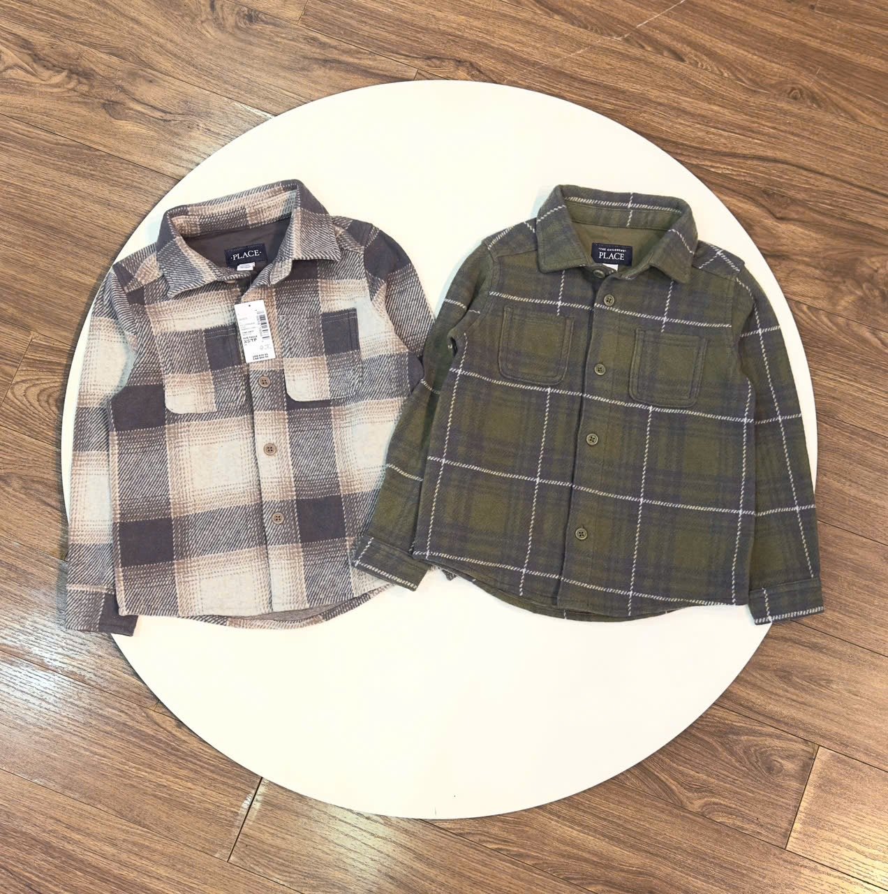 Áo sơ mi nỉ mềm nhẹ ấm Place dư xịn nhiều màu cho bé size 9m-16y