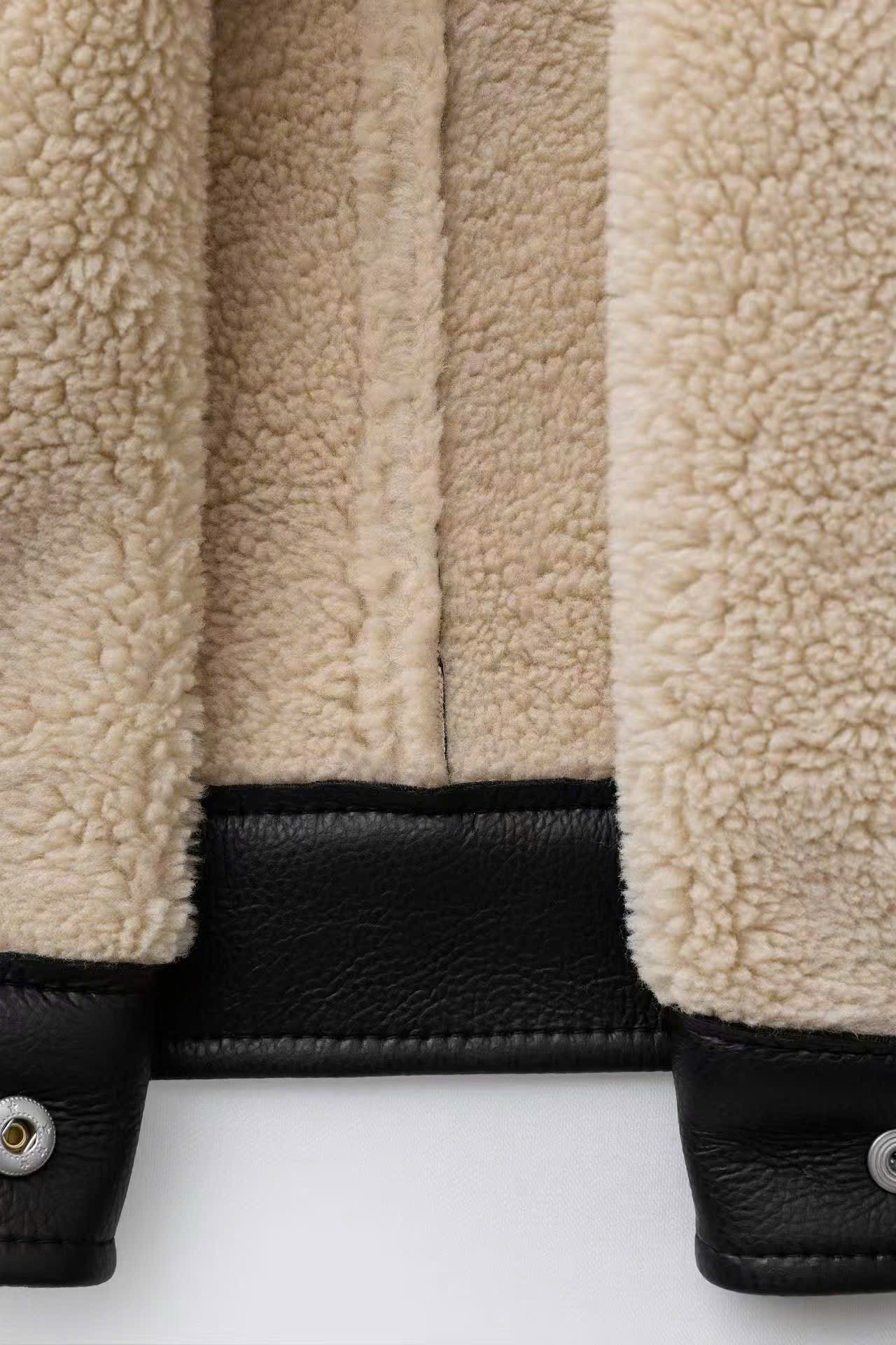 Áo khoác da ZR lót lông màu đen size 2 - 6y