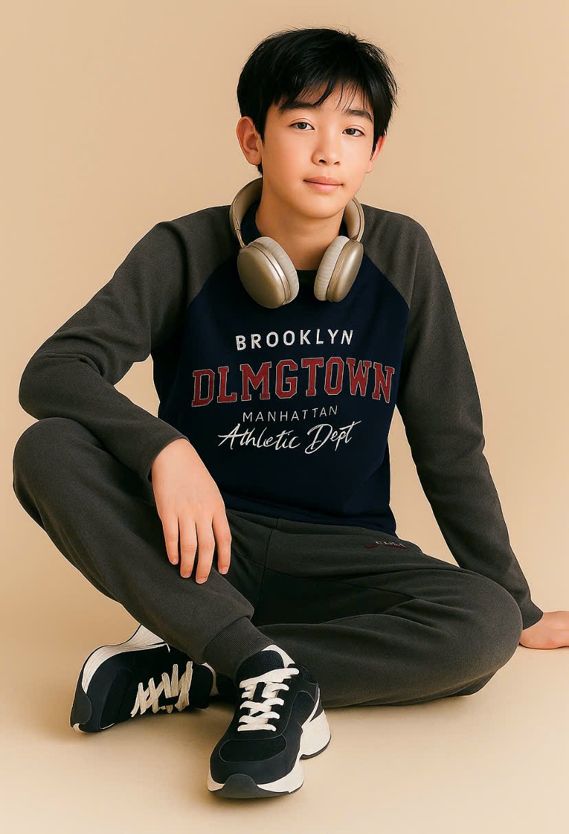 Bộ cotton MBCKids OLMGTOWN tay giác lăng dòng đại nhiều màu cho bé trai size 6-14y