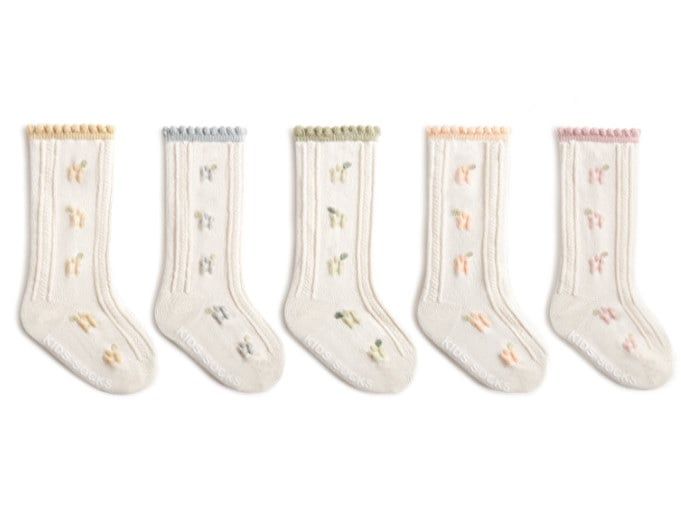 Tất cao tới bắp chân Nemo baby màu kem 5 màu hoa cổ bèo