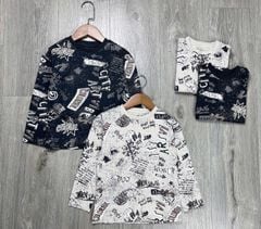 Áo cotton GGJJ in chữ vẩy sơn 2 màu be / ghi đen size 2 - 8y