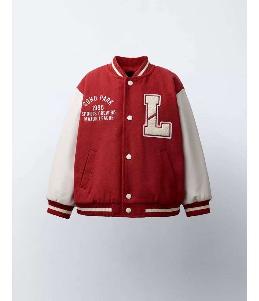 AK02 - Áo khoác bomber màu đỏ chữ L bé trai size 1-6y