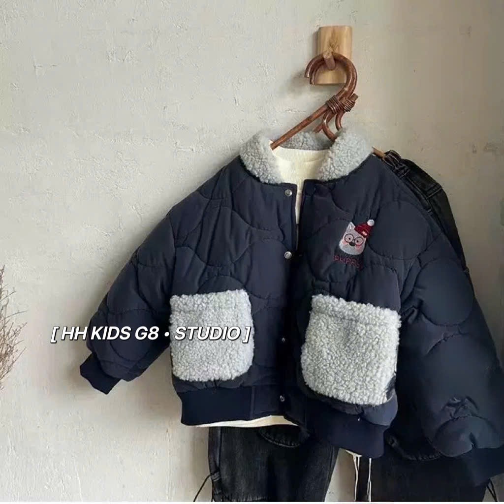 M5723 - Áo khoác phao chần bông màu navy cho bé size 90-130