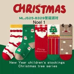 Set 5 đôi tất Noel Minliu Kidsock cho bé size 3-12y