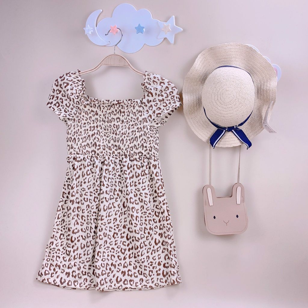 Váy Gapkid Smock chun ngực be da báo BG