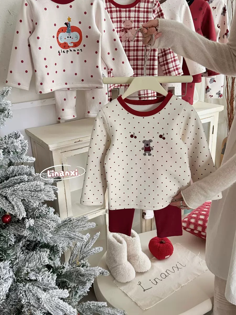 88437 - Bộ nỉ Linanxi dày ấm chủ đề noel nhiều mẫu cho bé size 90-140