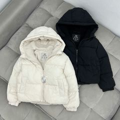 Áo khoác phao lót nỉ GGJJ 2 màu kem / đen size 6 - 14y