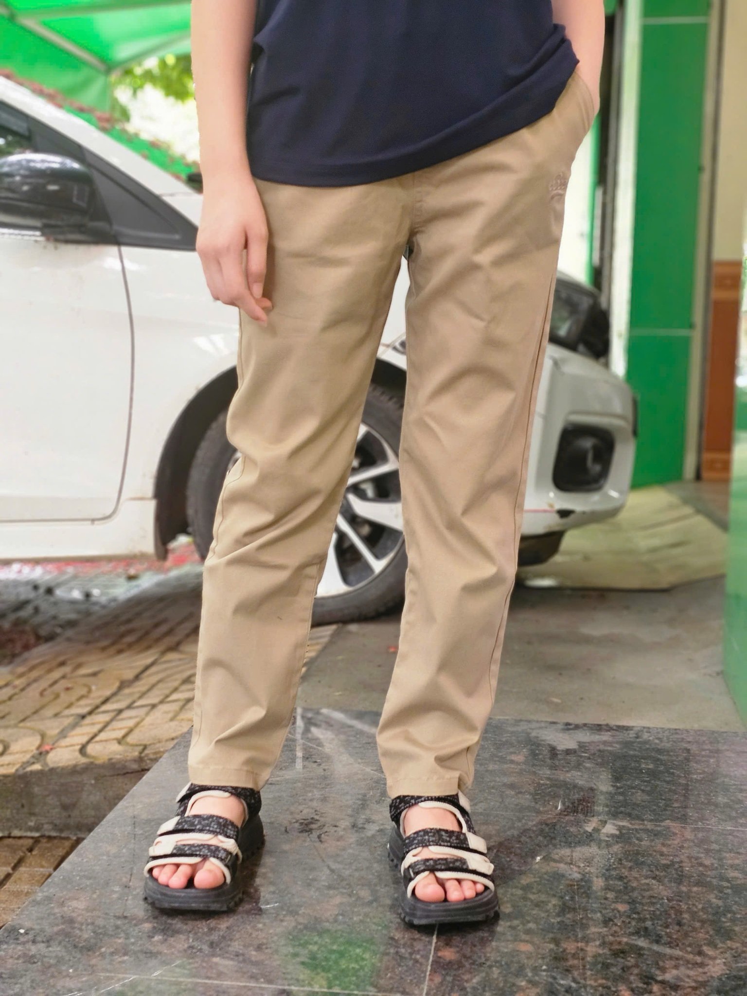 QBT07 - Quần dài kaki Beemon 3 màu nâu / navy / rêu cho bé size 120 - 160