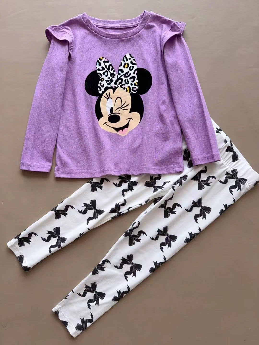 BBG30 - Bộ cotton Disney Minnie Barbie nhiều màu cho bé gái size 2-7y