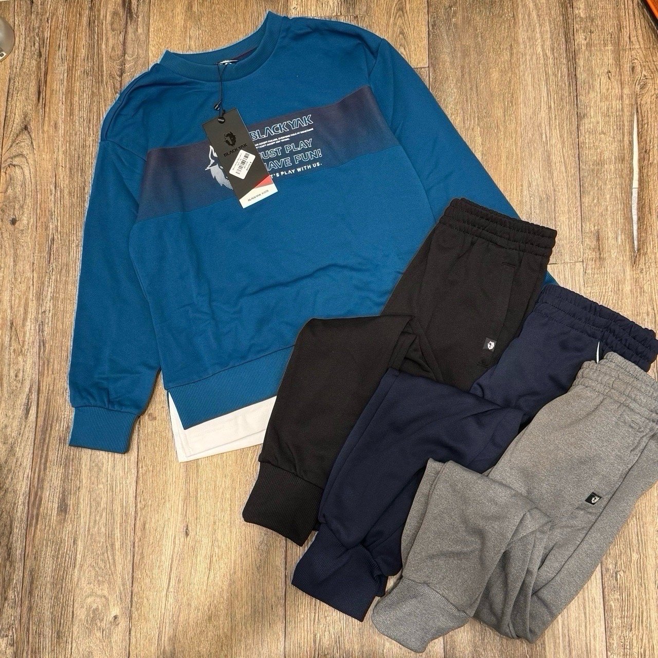 BBT29 - Bộ nỉ thể thao Black nhiều màu cho bé size 130-175 (quần ngẫu nhiên)