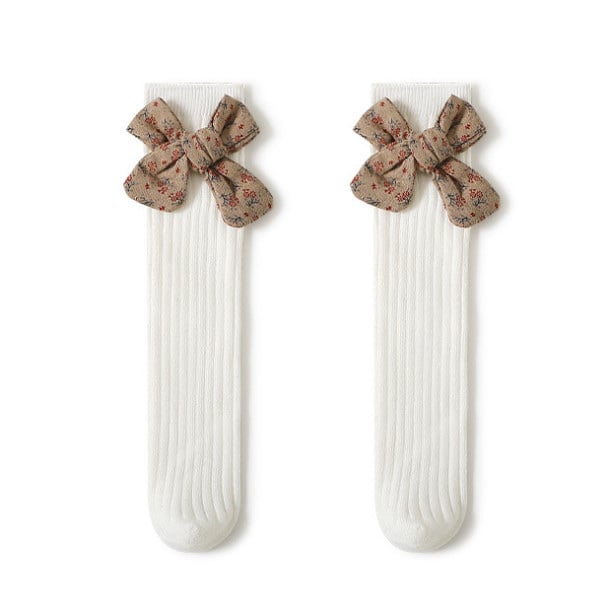 Tất không gót cao tới gối Mumudara đính nơ vải hoa 5 màu