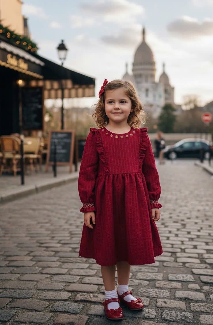 Váy Sergent Major màu đỏ cổ thêu hoa size 3 - 11y