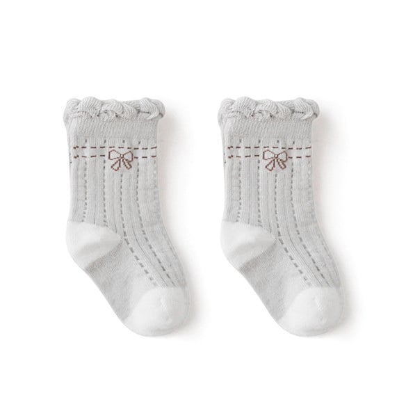 Tất lưới cao tới bắp chân Nemo baby in hình nơ viền cổ 5 màu