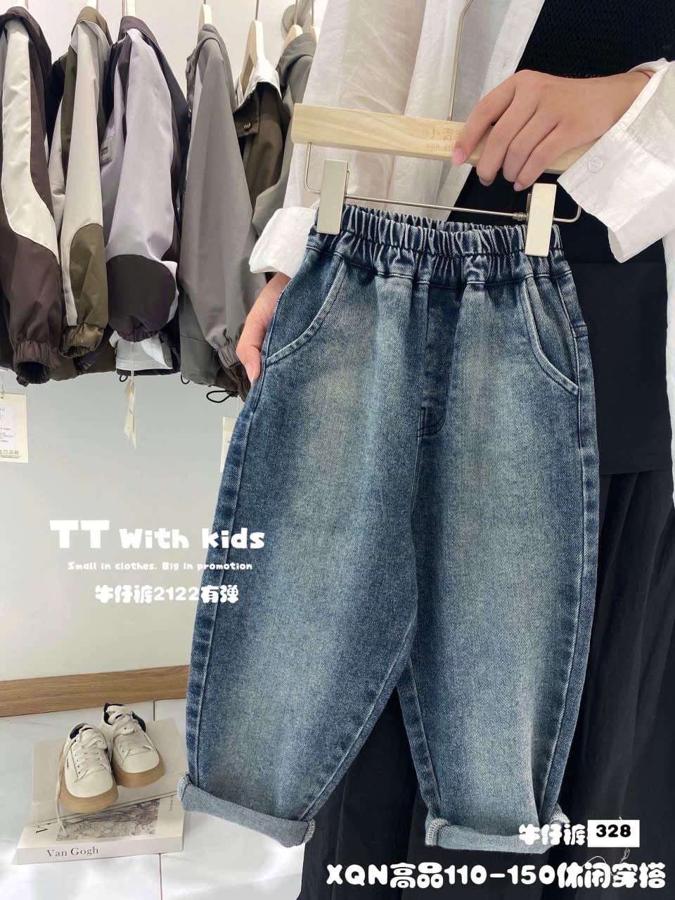 Quần jean dáng baggy QC nhiều mẫu cho bé trai size 110-150