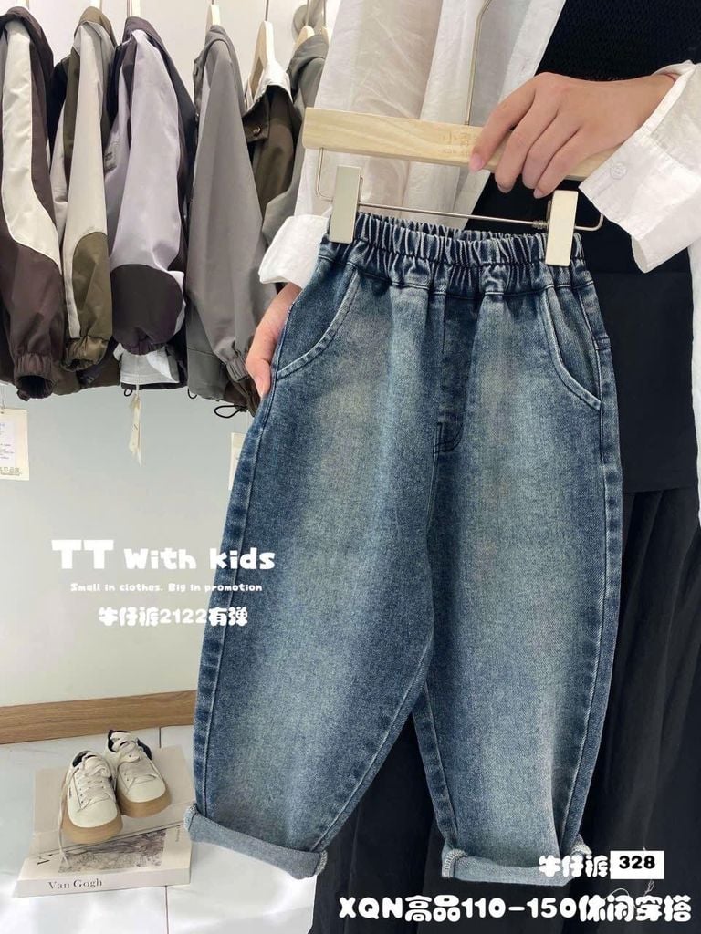Quần jean dáng baggy QC nhiều mẫu cho bé trai size 110-150