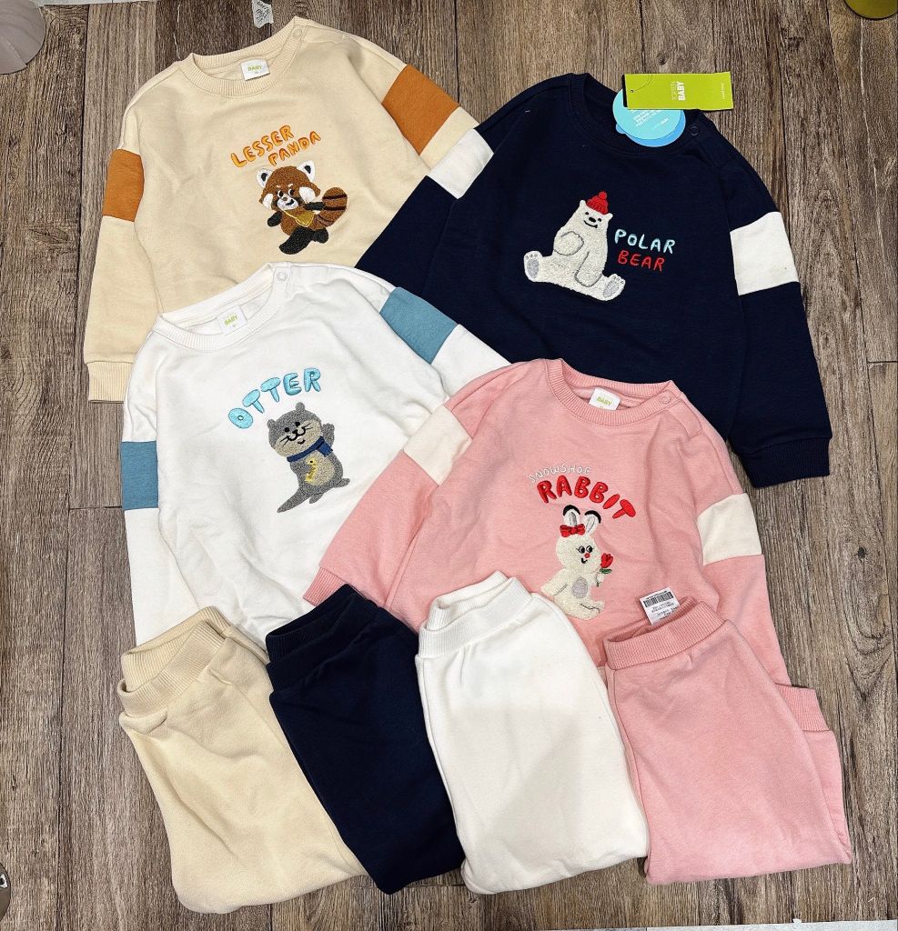 Bộ nỉ bông Topten Baby xuất Hàn họa tiết động vật nhiều màu cho bé size 80-110