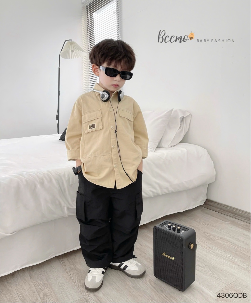 4666QDB - Quần kaki suông Beemo có rút gấu cho bé 3 màu size 90-130