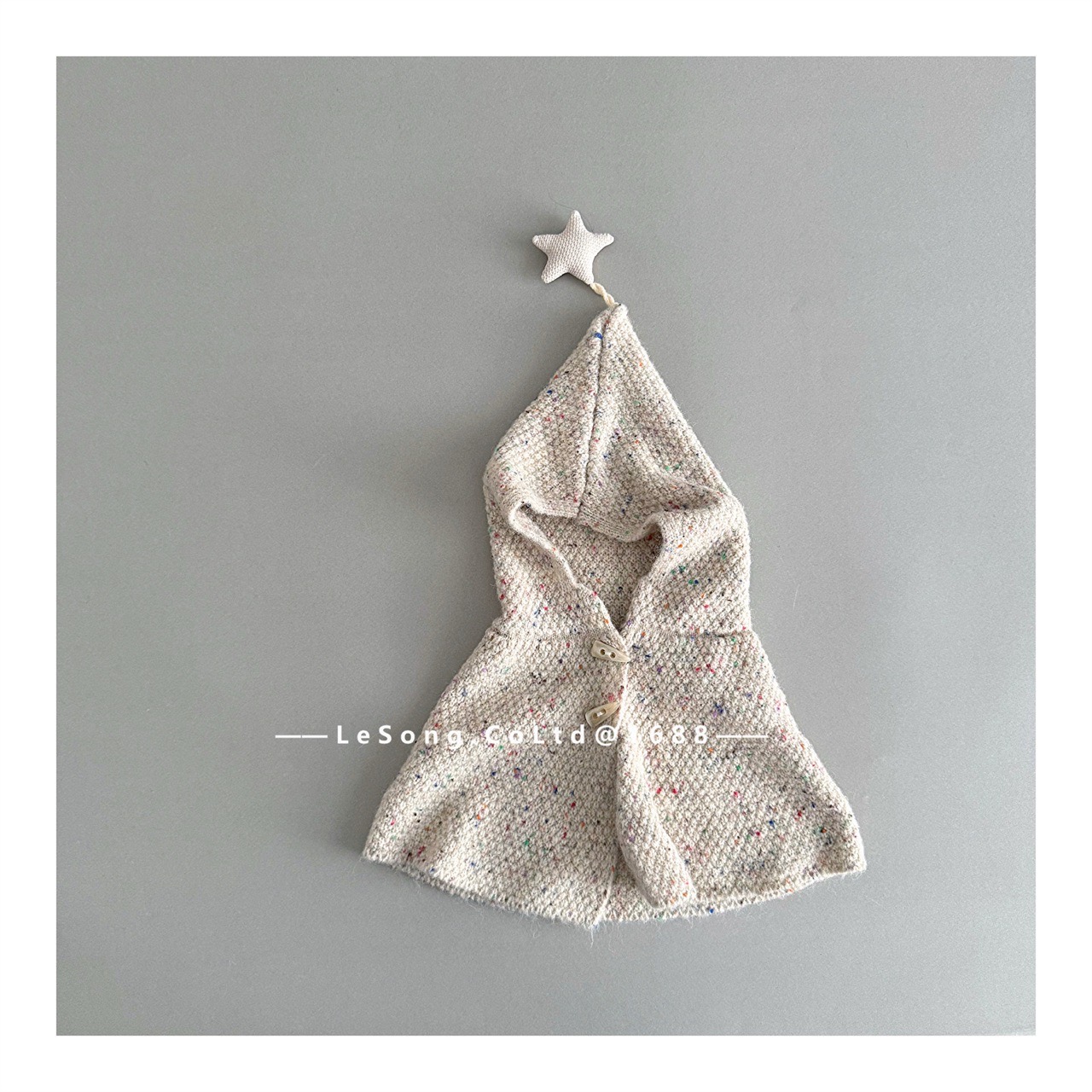 Mũ len chùm liền khăn đính chóp ngôi sao cho bé size 2-5y