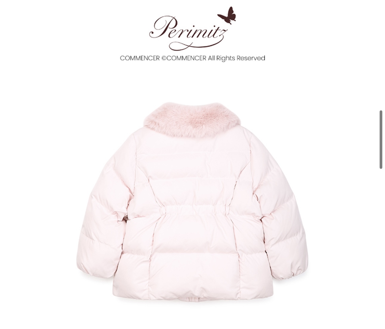 Áo khoác phao xuất Hàn màu hồng cổ lông bé gái size 100-140