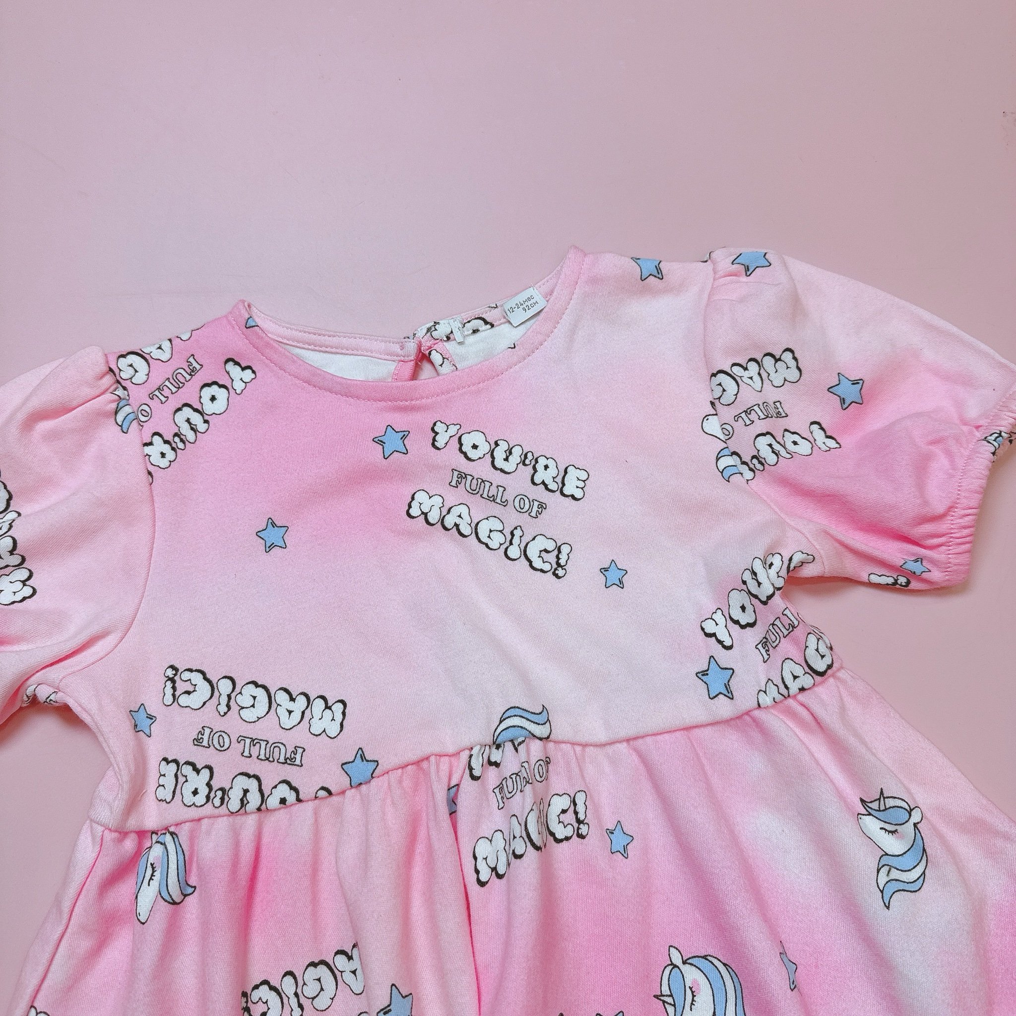 V00067 - Váy cotton dáng baby doll 2 màu xanh/hồng bé gái size 2-8y
