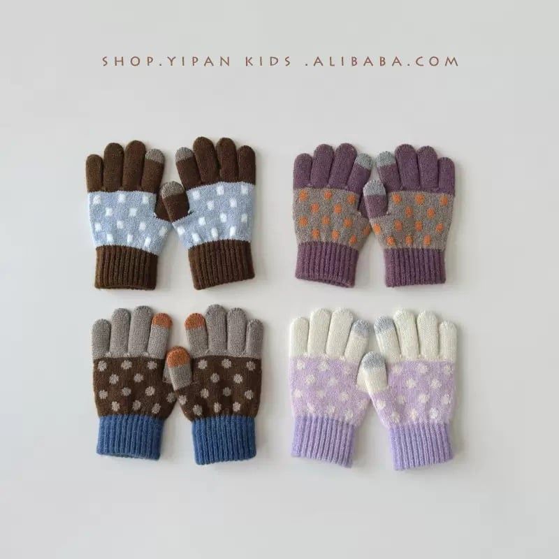 Găng tay len họa tiết nhiều màu cho bé size 3-8y