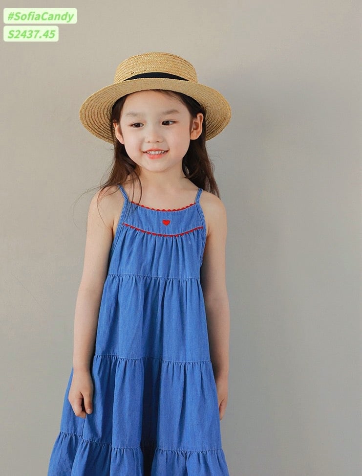 V00053 - Váy jean Sofia Candy 2 dây phối tầng BG size 1-10y