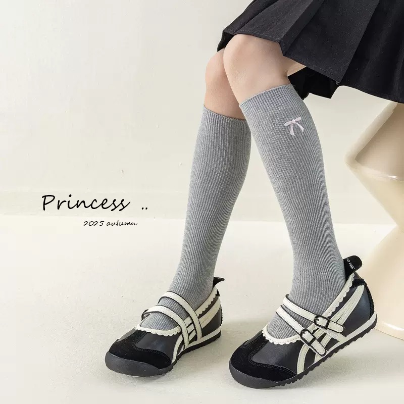 Tất cao cổ thêu nơ nhiều màu cho bé size 3-12y