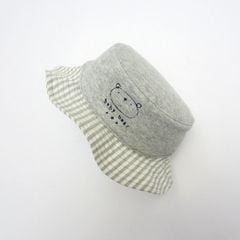 Mũ vải vành miller BT - màu ghi vành kẻ ghi trắng