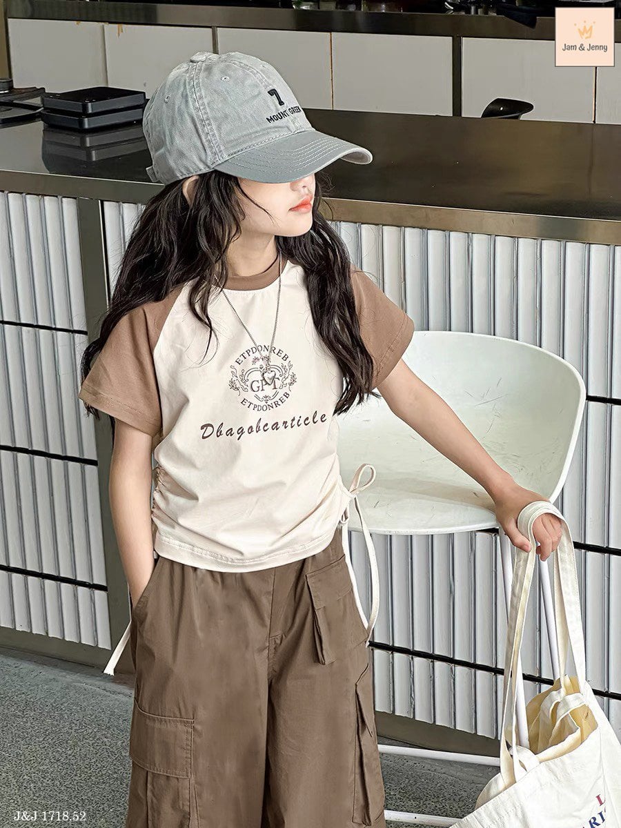 Bộ Jam & Jenny áo tay phối nâu quần nâu size 3-12y