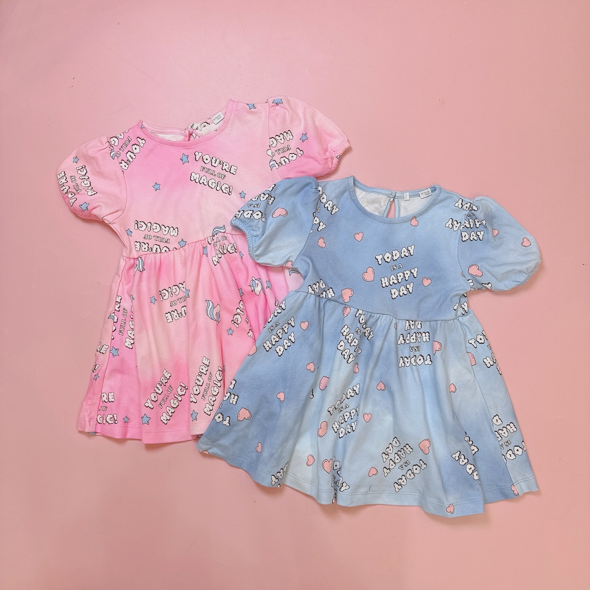 V00067 - Váy cotton dáng baby doll 2 màu xanh/hồng bé gái size 2-8y