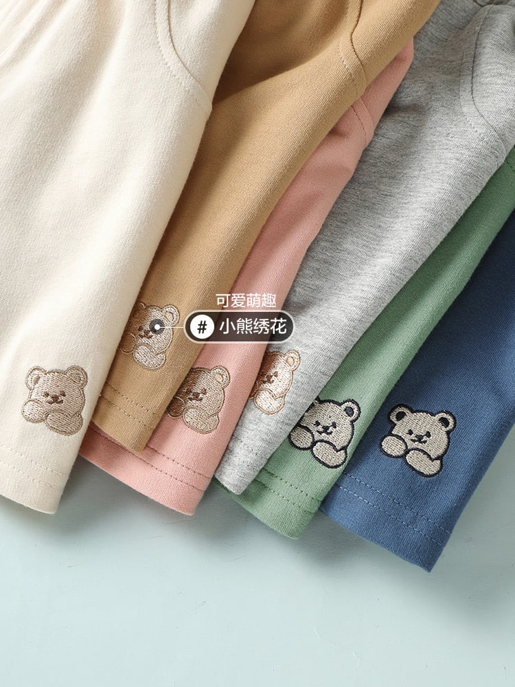 Quần cotton da cá mỏng Cute Panda thêu mặt gấu size 90 - 120