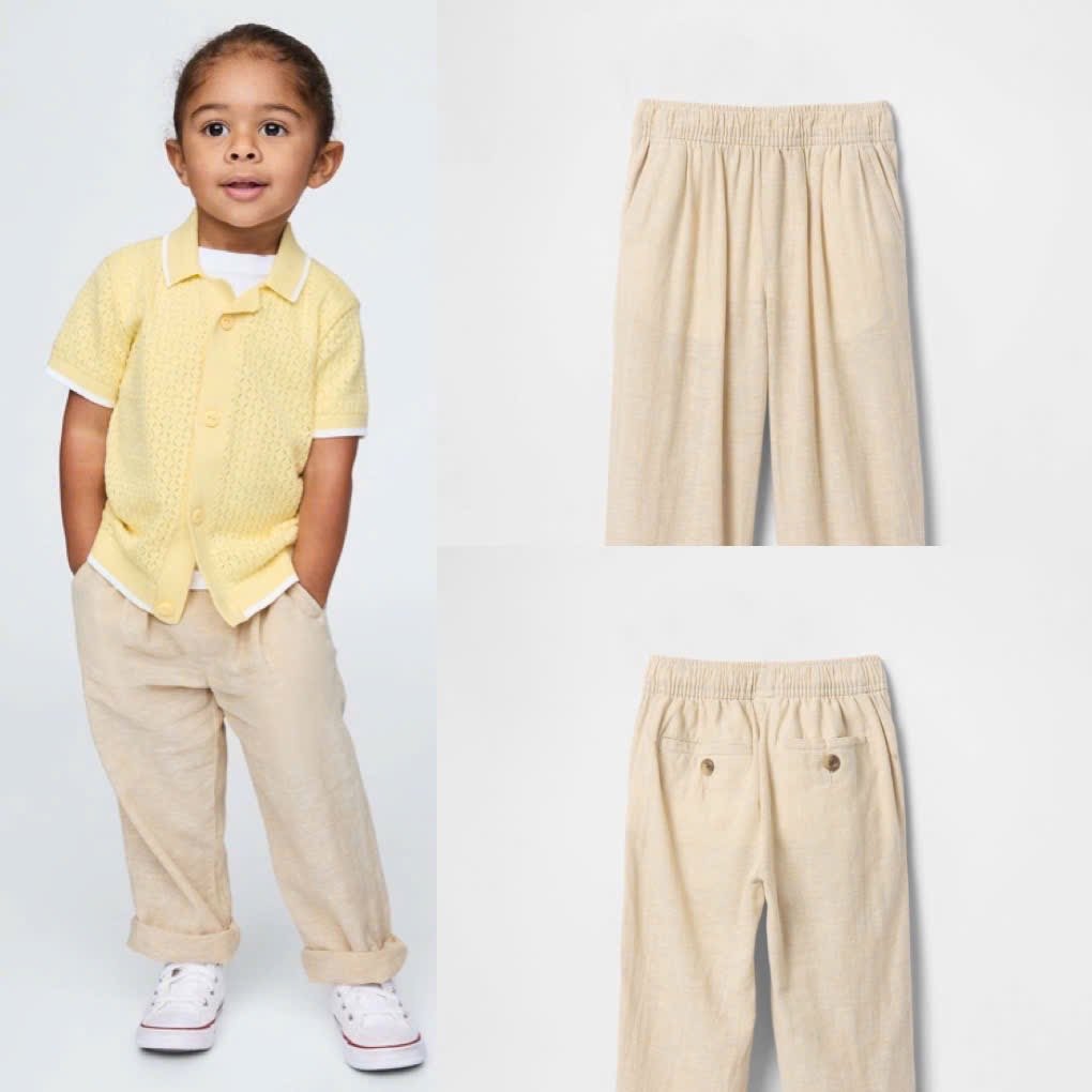 Quần dài linen xuất dư xịn Baby G.A.P 2 màu be / xanh size 1 -5y