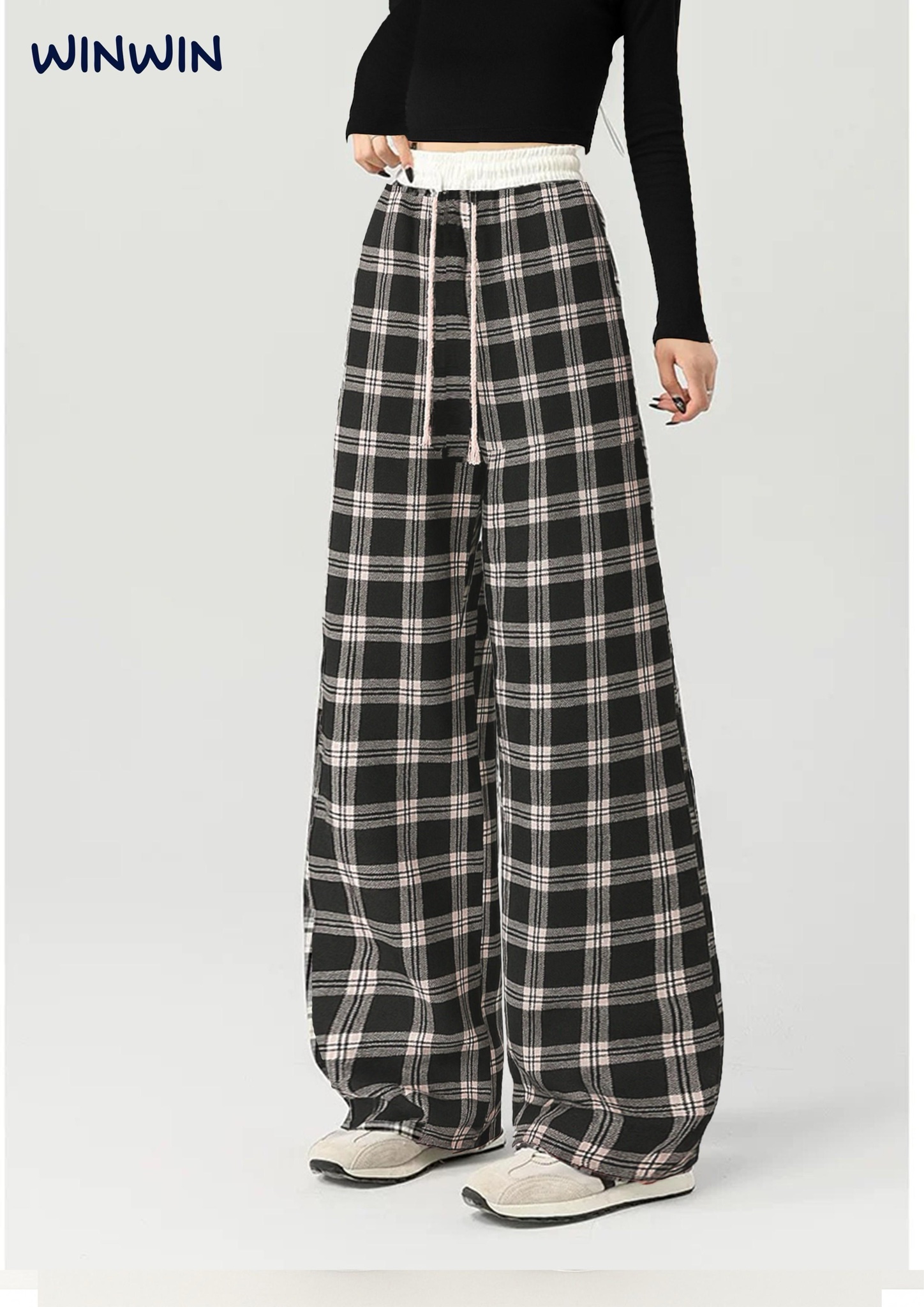 Quần Win Win caro ống suông umi mềm nhiều màu bé gái size 9-14y