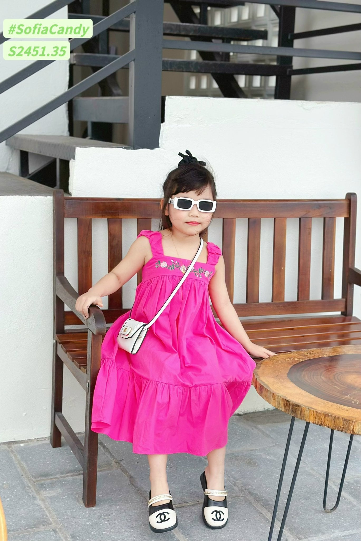 Váy thô Sofia Candy hai dây thêu hoa ngực nhiều màu size 1-10y