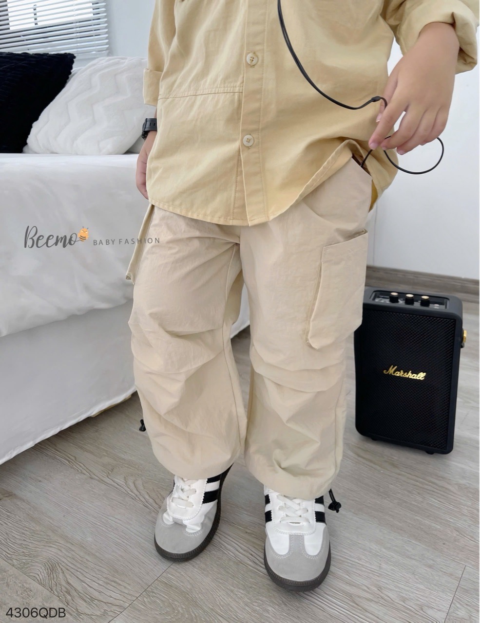 4666QDB - Quần kaki suông Beemo có rút gấu cho bé 3 màu size 90-130