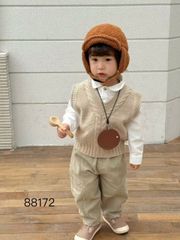 88172 - Set 3ct QC áo sơ mi + gile len + quần kaki bé trai size 90-130