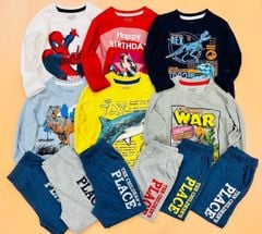 Bộ cotton dài tay Place nhiều hình BT 1-5y