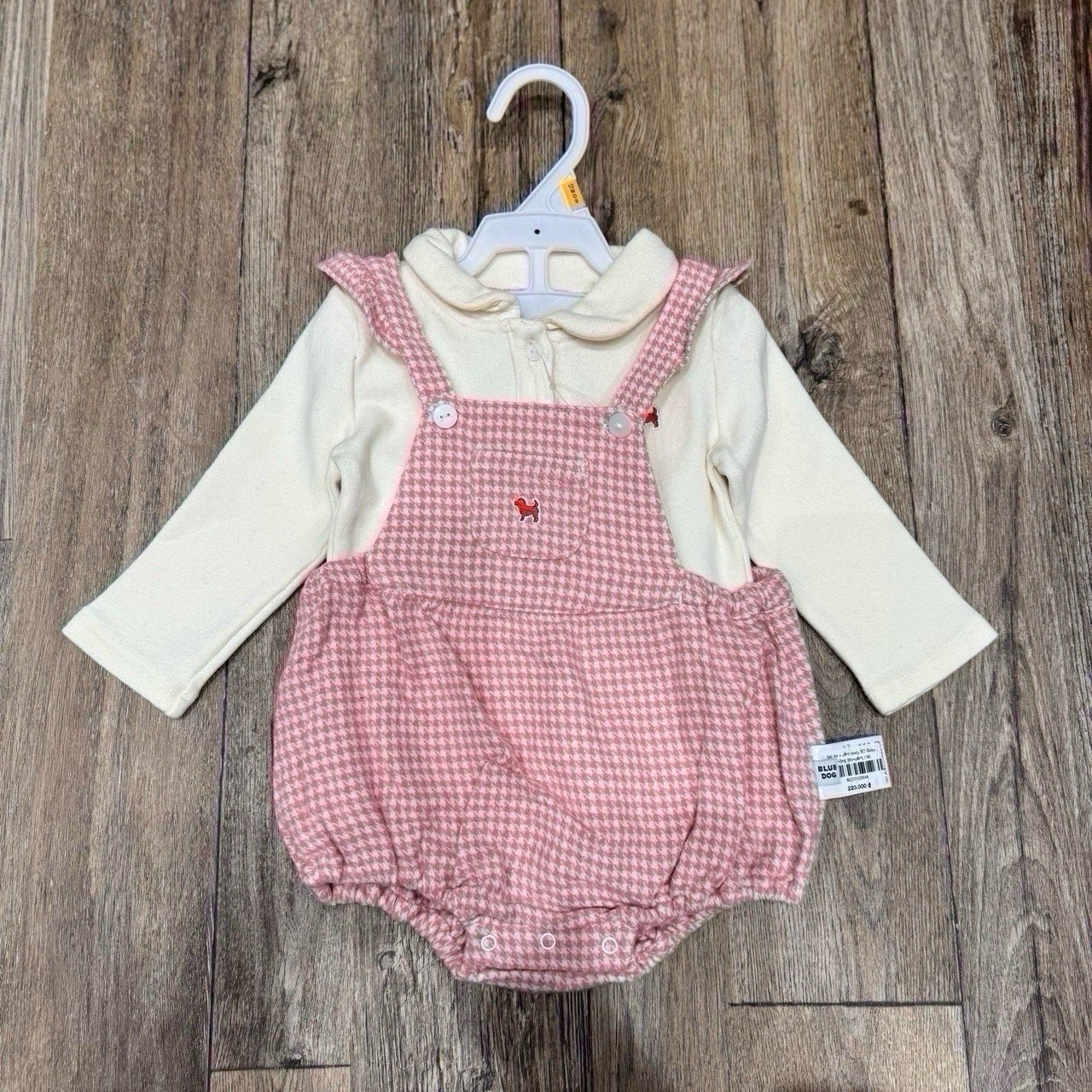 Set áo + yếm body BD Baby 2 màu hồng/xanh cho bé size 80