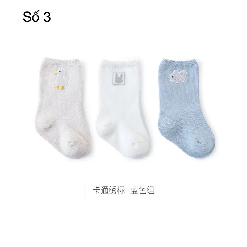 Set 3 tất trơn màu Nemo baby cổ hình thú