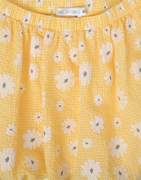 Áo croptop trễ vai bo chun hoa xanh/vàng BG