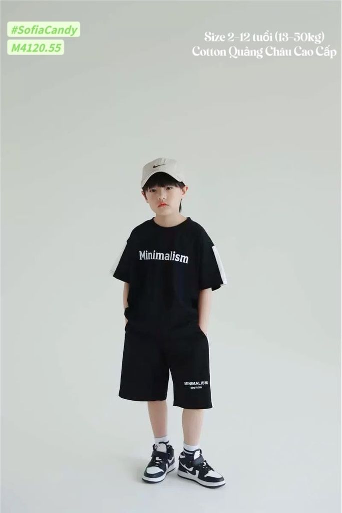 M4120 - Set bộ Mia Kids Minimalism Basic 3 màu Đen/Ghi/Trắng BT szie 2-12y