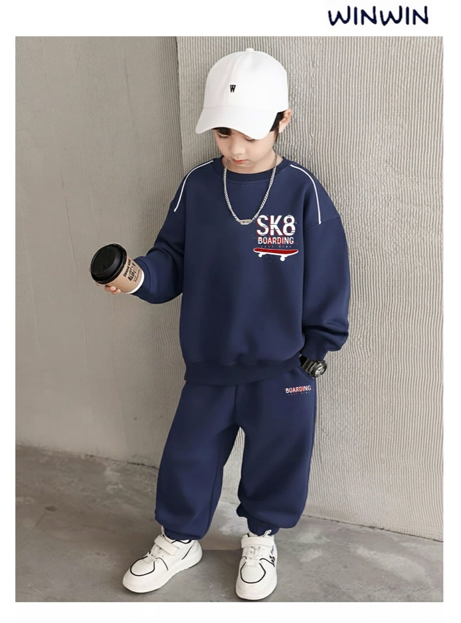 SH2512B02 - Bộ thun da cá dài tay in SK8 size 9-14y