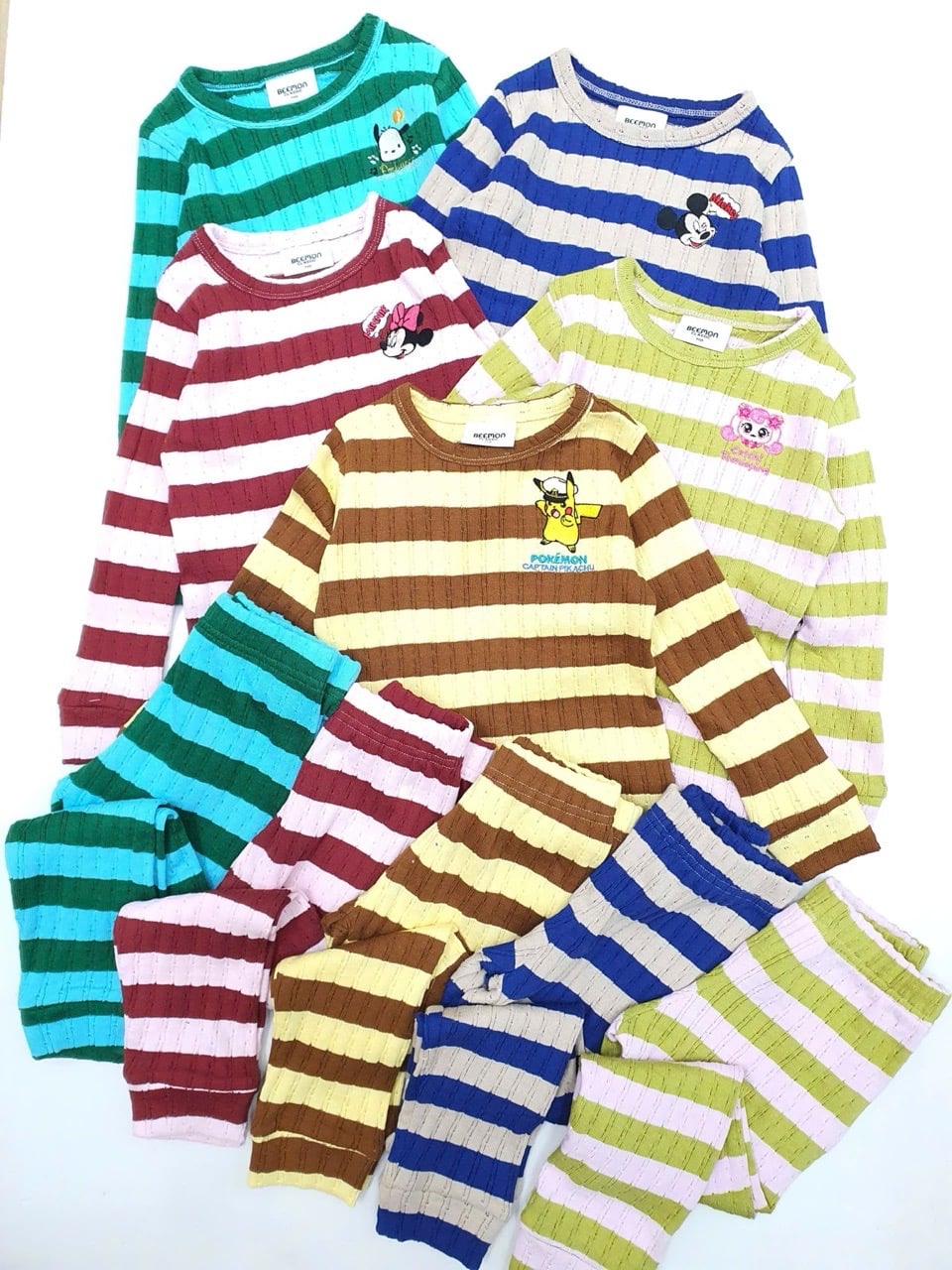 Bộ len kẻ Beemon 4 mẫu cho bé size 110 - 150