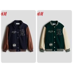 Áo khoác bomber nỉ dạ phối tay da dư xịn cho bé trai size 8-14y
