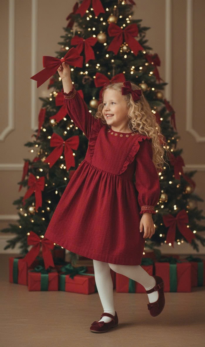 Váy Sergent Major màu đỏ cổ thêu hoa size 3 - 11y