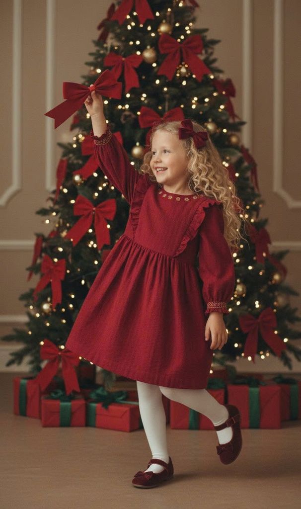 Váy Sergent Major màu đỏ cổ thêu hoa size 3 - 11y