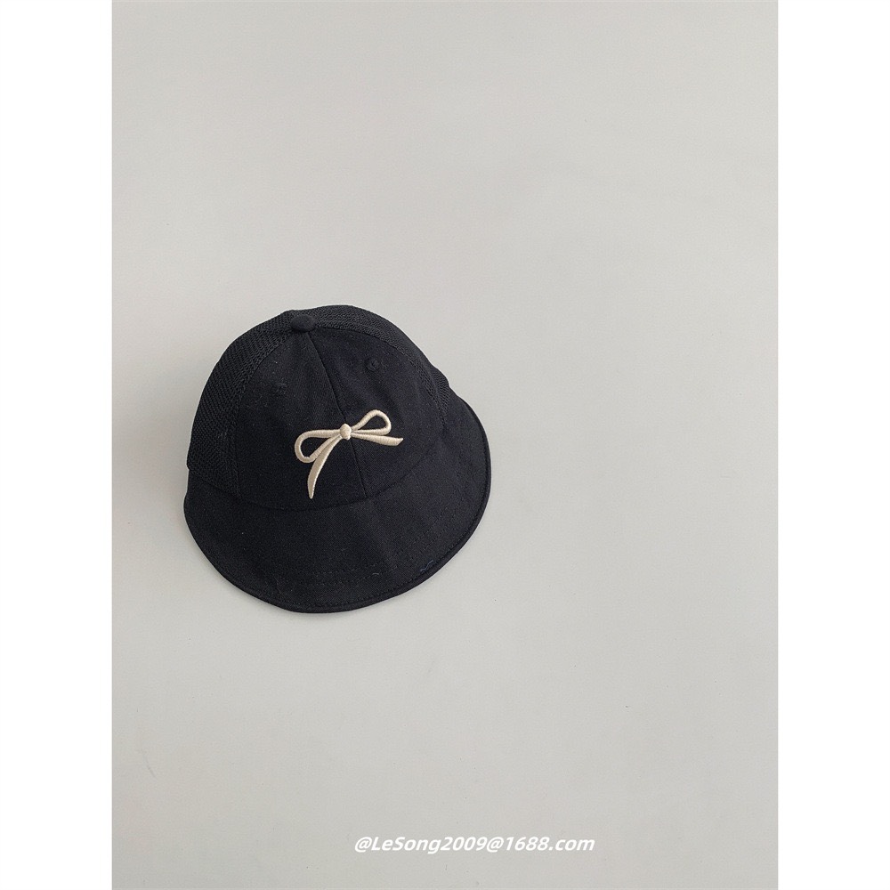 Mũ kaki vành tròn thêu nơ 4 màu ( Free size 49 - 52cm )