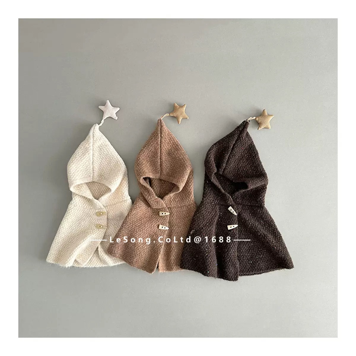 Mũ len chùm liền khăn đính chóp ngôi sao cho bé size 2-5y