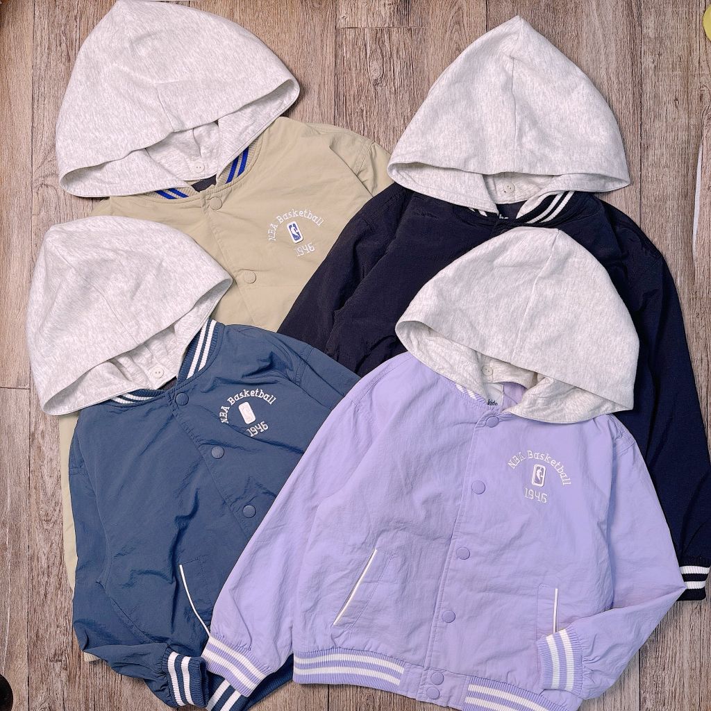 Áo khoác phao NBA dư xịn phối mũ nỉ cho bé size 110-160